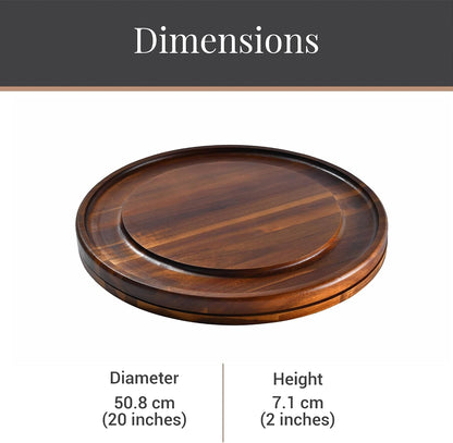 Shanik Acacia Wood Lazy Susan Cheese Board Set – Rotating Charcuterie Platter, Elegant Serving Tray for Appetizers, Snacks, Parties & Weddings