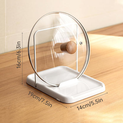 PAVSTINE Pot Lid Holder with Spoon Rest, Foldable, White