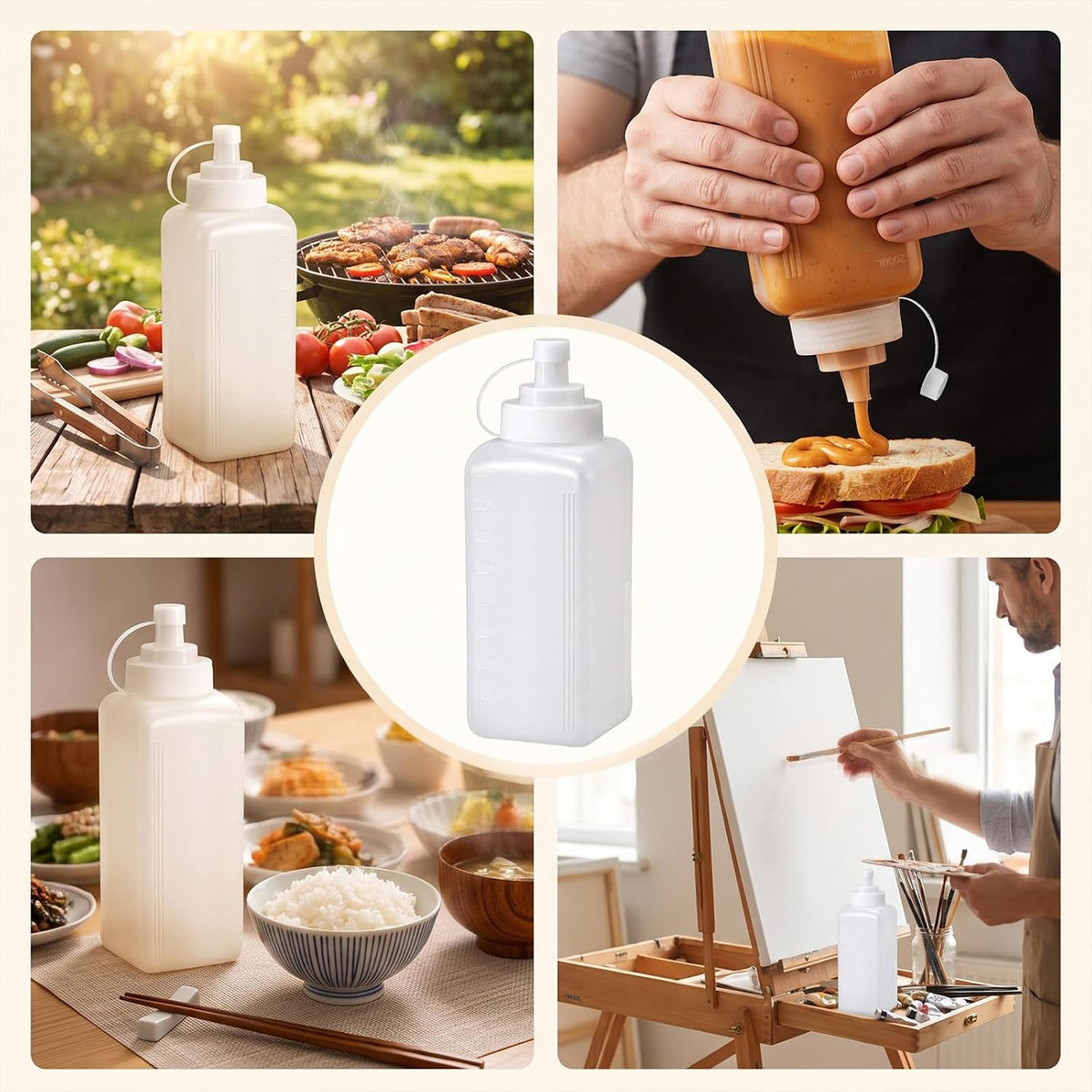 SHENLIU Wide Mouth Squeeze Bottle, 27oz Salad Dressing Dispenser Container