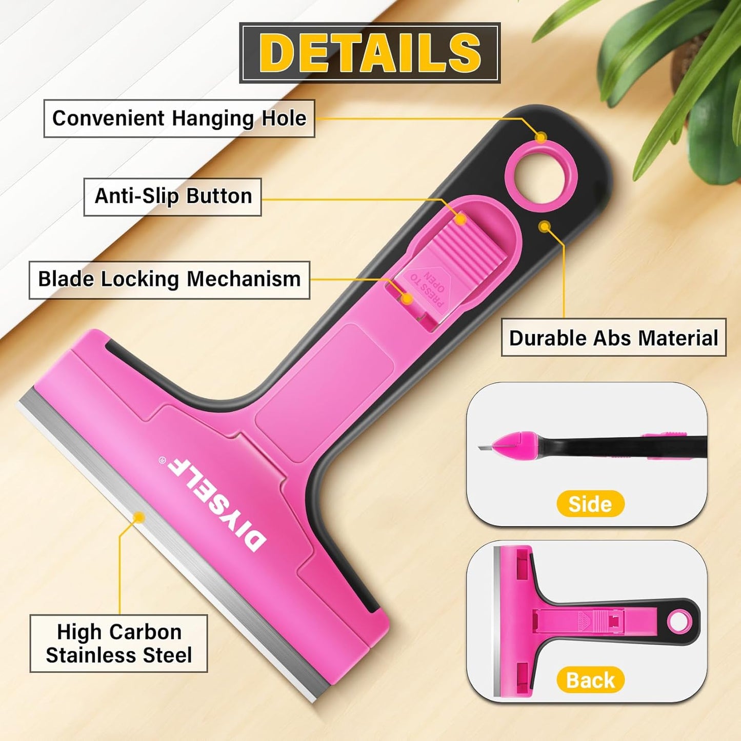 DIYSELF Razor Blade Scraper, 1 Pack Scraper Tool with 10pcs 4-Inch Blades, Razor Scraper for Cleaning Glass, Window, Stove Top, Oven, Kitchen, Cooktop, Shower Door, Sticky Residue, Tile, Wallpaper