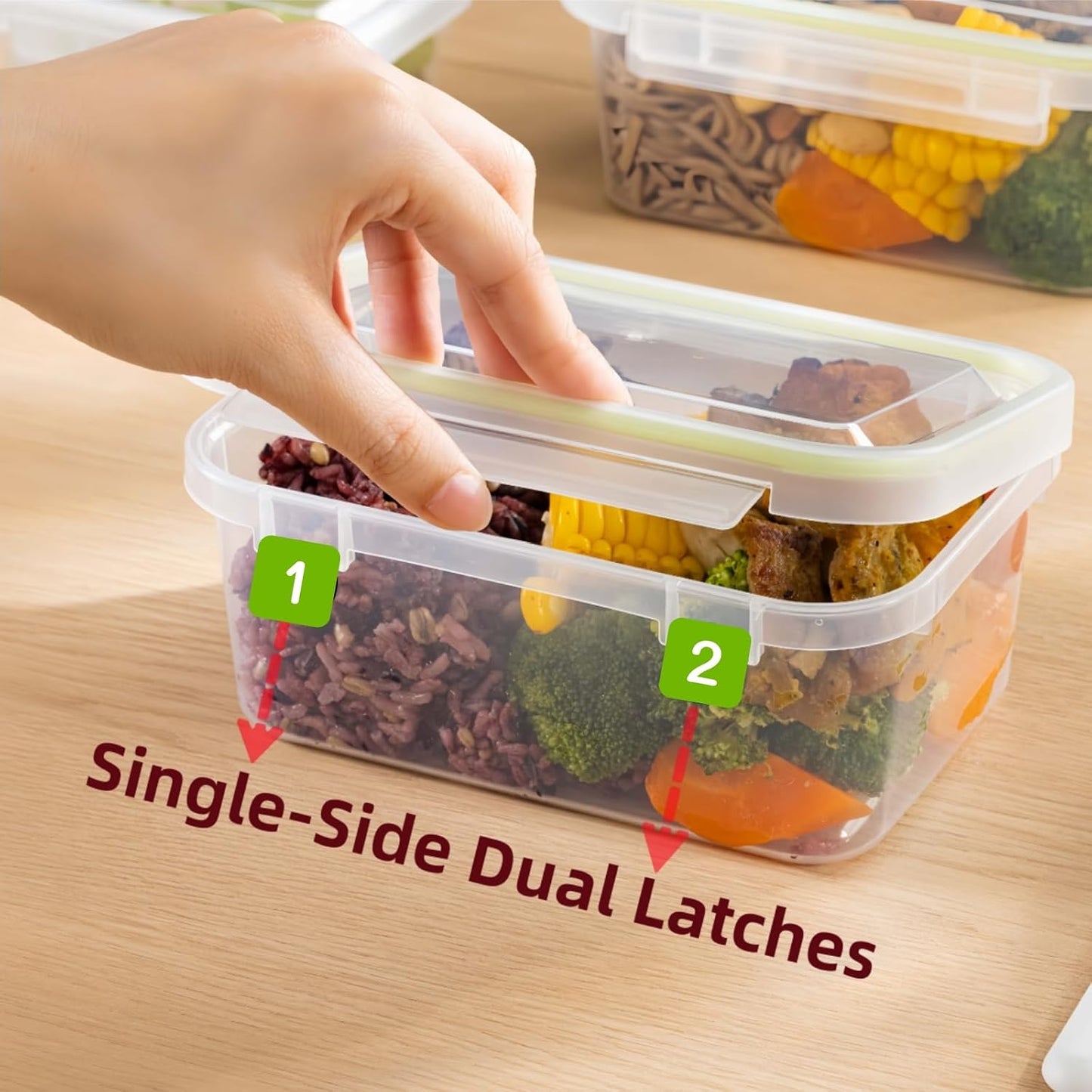 Refrigerator Organizer With Integrated Flip-Top Lid,Clear Airtight Fruit Storage Containers For Fridge,Meal Prep Containers Reusable,Microwave and Freezer Safe,BPA Free, 6 Pack Set (3x30oz, 3x10oz)