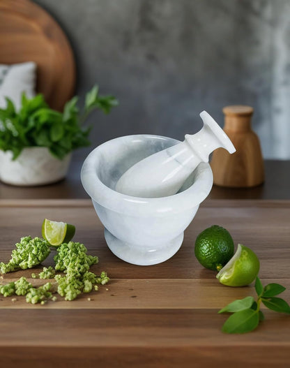 Mortar and Pestle Set – Large Stone Grinder with Polished Bowl & Non-Slip Base | Elegant Onyx Marble Kitchen Tool for Spices, Herbs & Guacamole