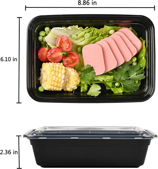 LOKATSE HOME Meal Prep Containers 48 pack 1 Compartment with Lids, Food Storage Bento Stackable Reusable Lunch Boxes, BPA-Free Microwave/Dishwasher/Freezer Safe(38 oz)