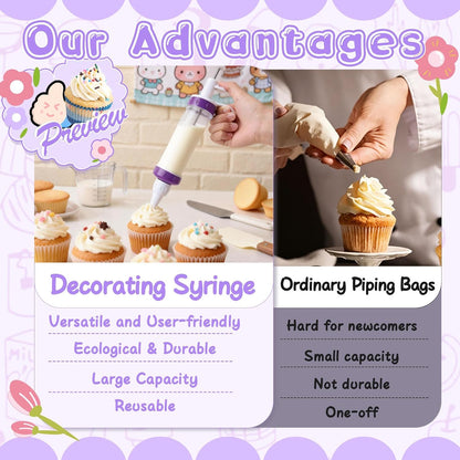 JAYVAR Dessert Decorating Syringe Set, Icing Dispenser Tool