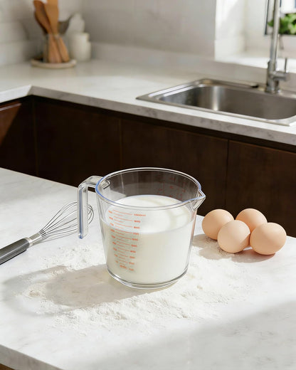 Measuring Cups, Plastic Measuring Cups Set of 3-1000ml, 600ml, 300ml with Spout & Easy-Pour Design, Leak-Proof, Cooking, Baking, Liquid & Dry Ingredients, (ML/OZ/CUP)