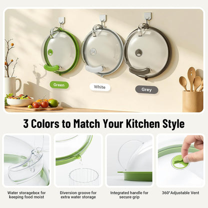 Microwave Splatter Cover with Water Steamer, 10 Inch, Integrated Handle