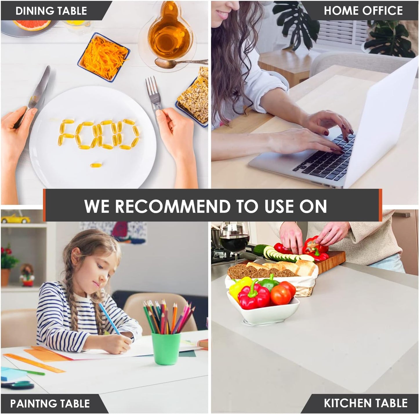 Extra Large Silicone Mats for Kitchen Counter, 27.6'' x 19.7'' Nonskid Silicone Placemats for Kids, Nonstick Purple Silicone Mat for Baking Crafts, Silicone Dab Mat Heat Resistant, 1Pack - Colors A