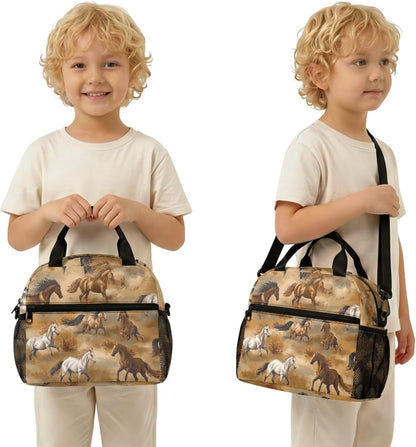 Highland Cow Backpack with Lunch Box Set for Kids Sunflower School Backpack for Girls Boys Back to School Bag Student Travel Backpacks Reusable Utensils Pen Case Water Bottle Bag 5PCS