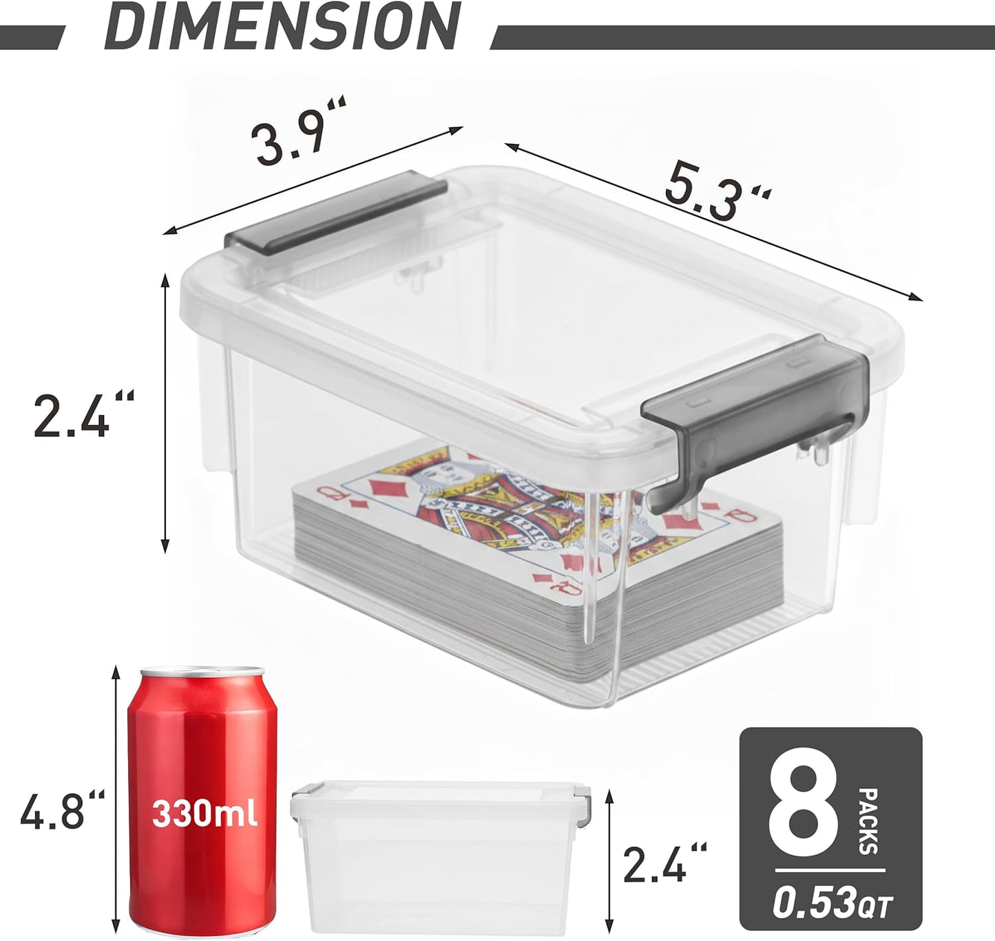 Citylife 7.8 QT 6 Pack Small Storage Bins Plastic Storage Container Stackable Box with Lids for Organizing, Clear White