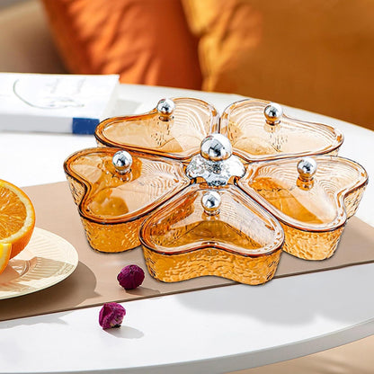 Dried Fruits Tray Candy Snack Plates Platter Appetizer Tray Divided Serving Tray for Cupcake Dried Fruits Family Holiday Home, Clear Grey Bowknot