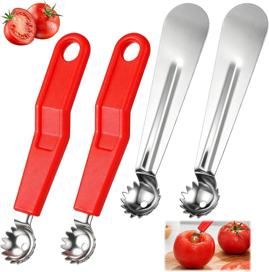 4 Pcs Tomato Corer Tool, 2 Styles Strawberry Baller Stainless Steel