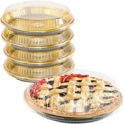 5 Pcs Disposable Pie Carrier with Clear Lid Round Cake Cupcake Container for Pies Cake Slice Candy Pizza Salads Meal Prep (11 Inch)
