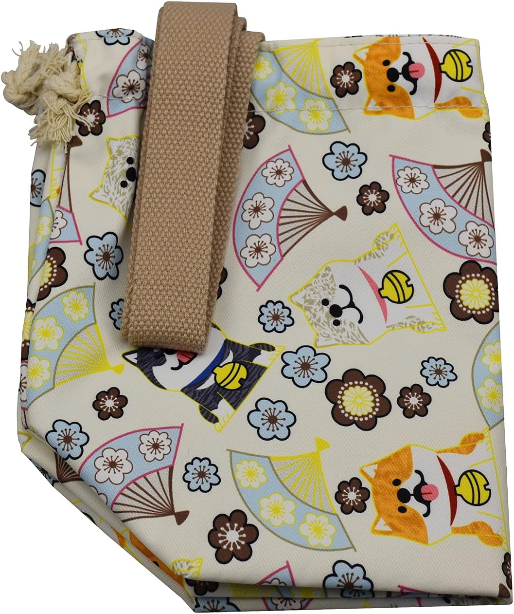 enyuwlcm Mini Lunch Tote Pouch Reusable Small Cute Lunch Bag with Drawstring Suitable for Girls Women Cat Blue