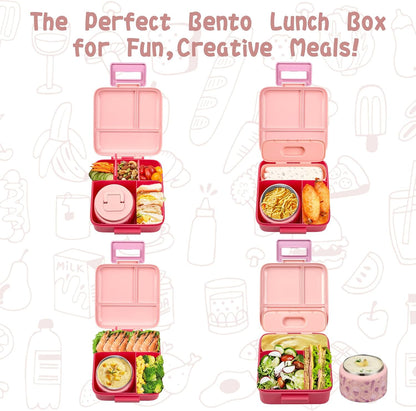 JXXM Bento Lunch Box for Kids With 8oz Soup thermo,Leak-proof Lunch Containers with 5 Compartment,thermo Food Jar and Lunch Bag, Food Containers for School (A-Blue(Extreme Locomotive))
