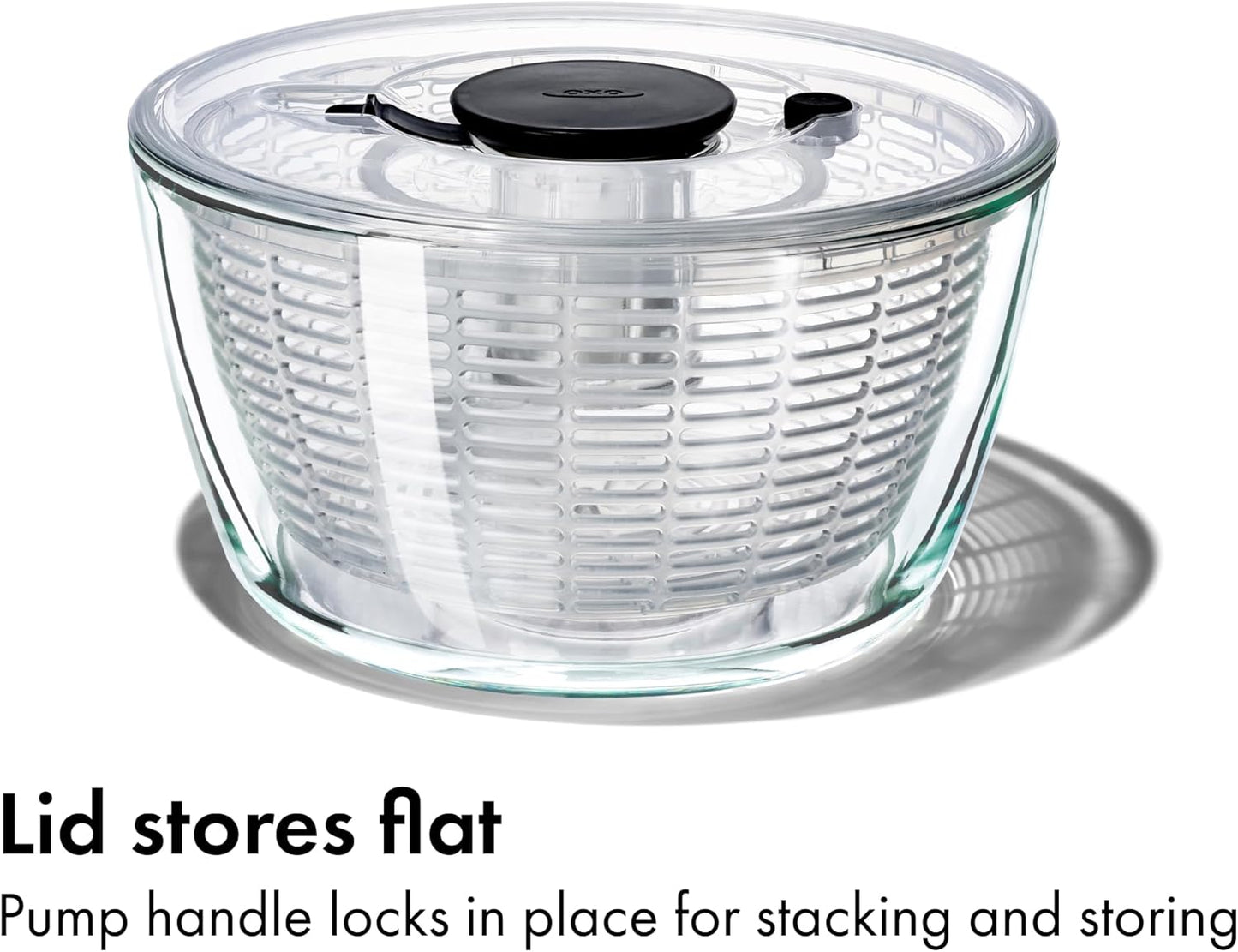 OXO Good Grips Glass Salad Spinner - Large 6.22-Qt Lettuce & Fruit Washer, Borosilicate Glass Bowl, BPA-Free, Easy Pump