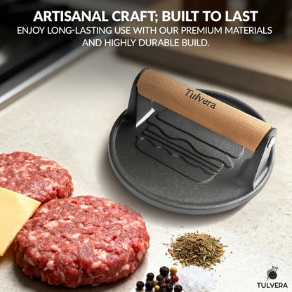 Smash Burger Press, Cast Iron Hamburger Smasher Tool for Steak, Bacon, Meat