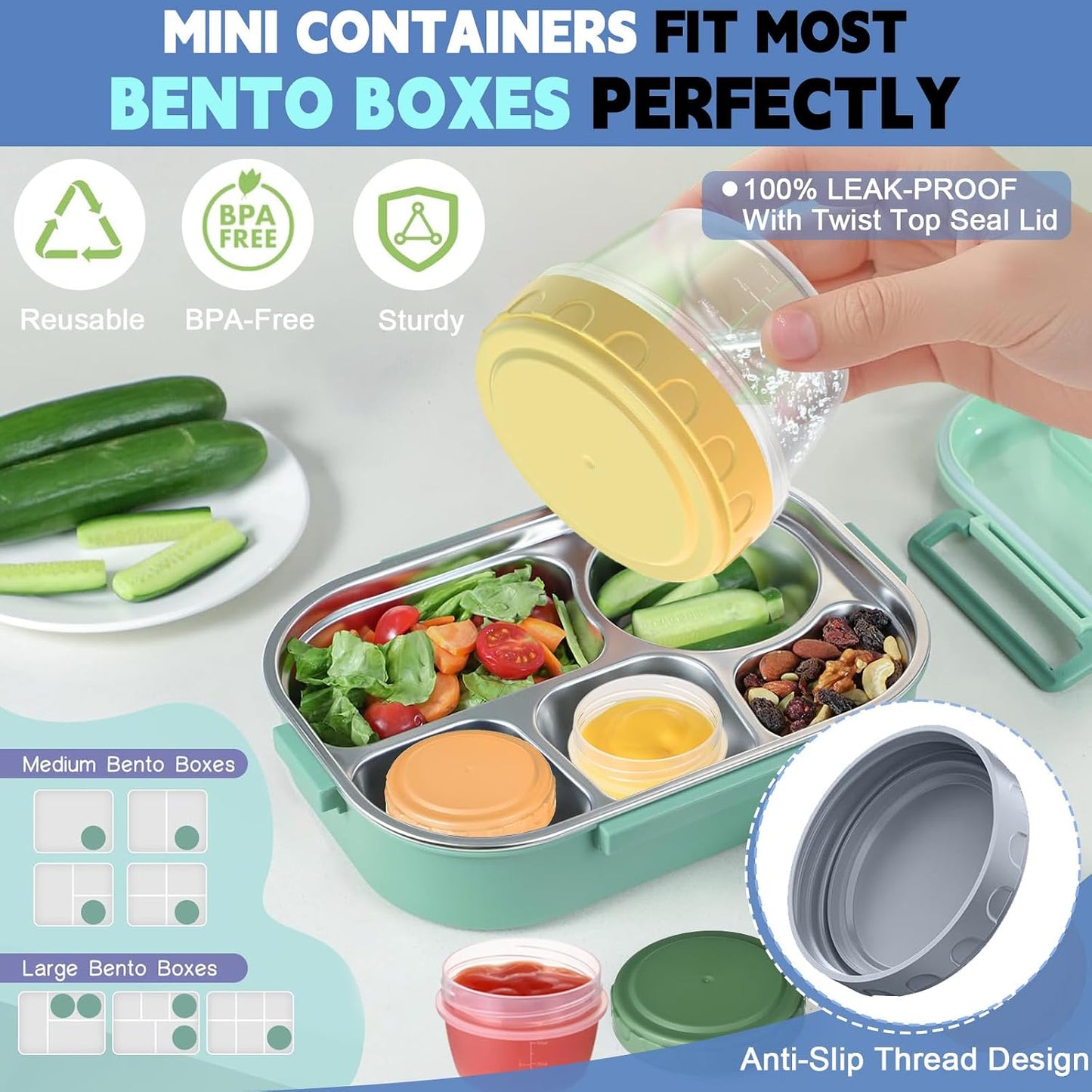 6pcs 10 oz Small Plastic Containers with Lids, Salad Dressing Container Reusable Small Food Storage Containers for Meal Prep, Leakproof, Microwave Dishwasher Freezer Safe, BPA-Free