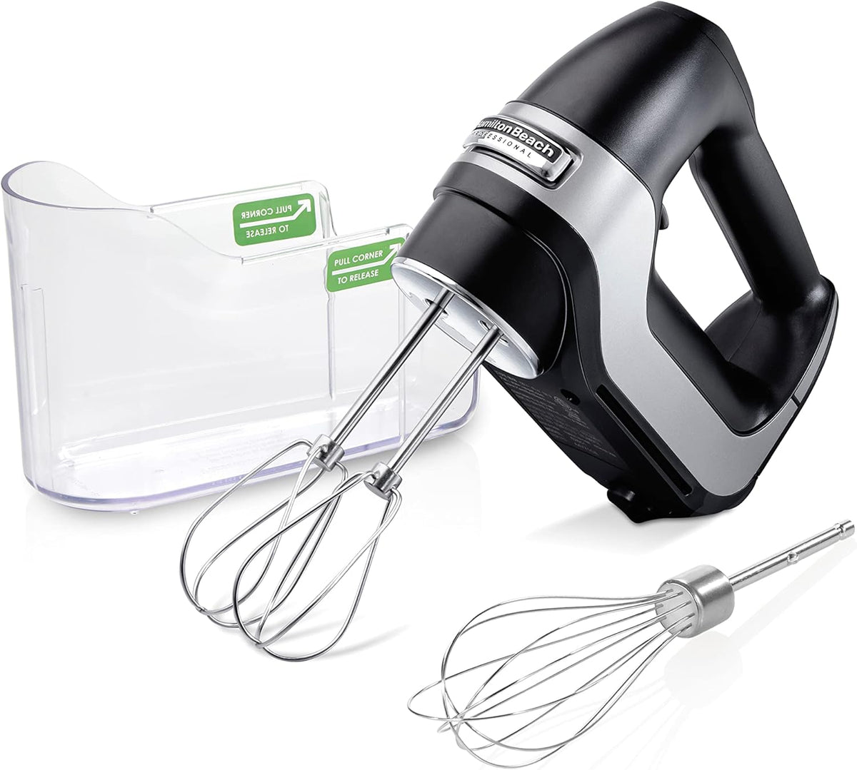 Hamilton Beach Professional 5-Speed Electric Hand Mixer with Snap-On Storage Case, QuickBurst, Stainless Steel Twisted Wire Beaters and Whisk, Mint (62658)