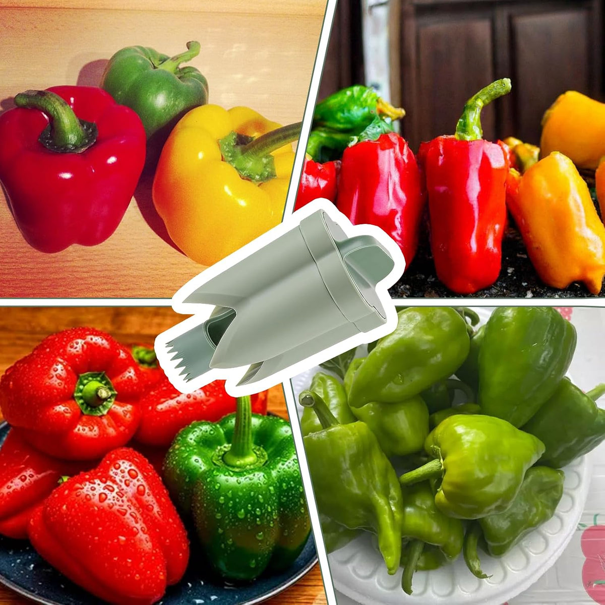 2 Pcs Pepper Corer,Pepper Seed Corer Remover,Bell Pepper Core Cutter Deseeder, 2 In 1 Fruit & Vegetable Core Tools For Kitchen Family Camping Bbq