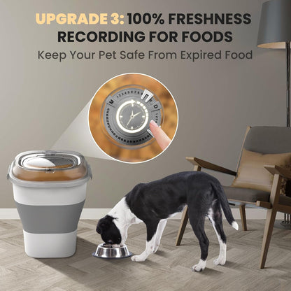 20-23 Lbs Dog Food Storage Container, Collapsible Dog Food Container with Transparent Airtight Lid,Multifunctional Pet Food Storage Container for Dog Cat,Rice,Flour,Pet Food Scoop and Dog Bowl