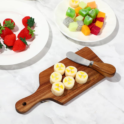 Tioncy 12 Sets Bridal Baby Shower Cheese Prizes Christmas Kitchen Gifts Mini Charcuterie Board Set with Knife Wooden Board Thank You Box for Christmas Wedding Party Guests Game Gifts(Bamboo)