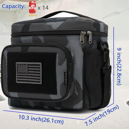 FlowFly Lunch Bag, Insulated Cooler, Thermal Lunch Box Tote with MOLLE/PALS Webbing, Adjustable Padded Shoulder Strap, for Tactical Men Women Adults and Boys Girls Kids (Cyan, Medium)