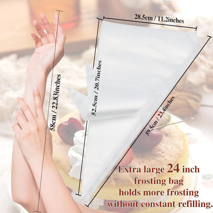 24 Inch Disposable Piping Bags, 100 PCS Large Icing Bags