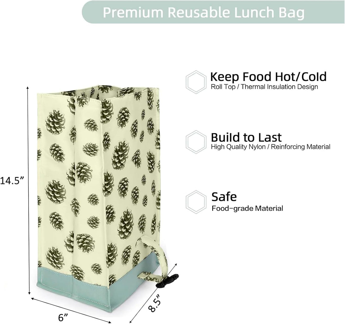 SUNNY BIRD Insulated Lunch Bag Pink Lunch Box Small Cooler Bag for Women, Girls, Adults and Teens (Pink)