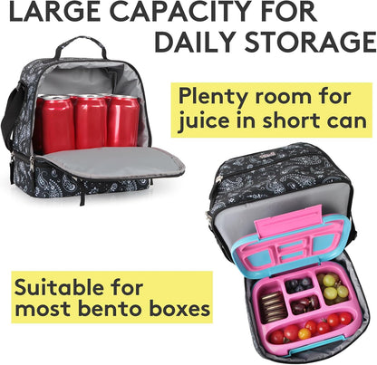 Tilami Lunch Bags Insulated Adjustable Strap Zipper, Two Compartments Cooler Bags, Bento Bags for Kids Toddlers (Blue)