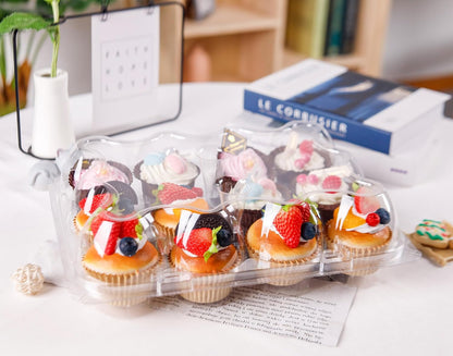 NPLUX 12 Count Cupcake Containers 12 Pack Clear Plastic Cupcake Boxes