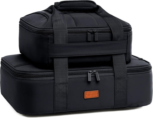 2-Piece Insulated Casserole Carrier Set, Fits 9" x 13" Baking Dish, Food Transport Carrier for Hot & Cold Dishes, Reusable Potluck Tote for Thanksgiving, Holiday Parties, Family Gatherings & Travel