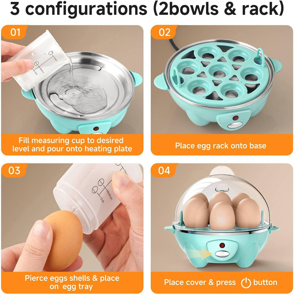 Egg Cooker,Rapid 7 Eggs Boiler with Auto Shut-off-Green