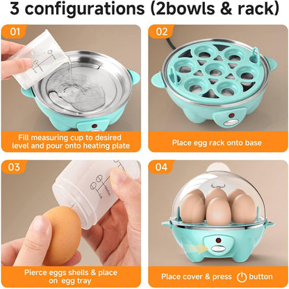 Egg Cooker,Rapid 7 Eggs Boiler with Auto Shut-off-Green