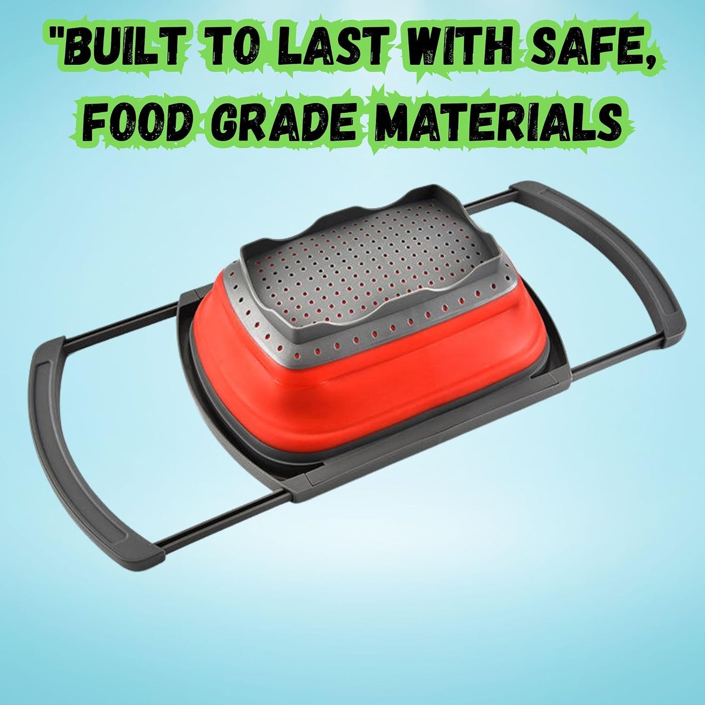 Collapsible Colander Set of 2, Foldable Silicone Pasta Strainer with Handles, 2 Pack Space Saving Kitchen Colander for Fruits,Space Saving Pasta Strainer Basket for Fruits & Vegetables