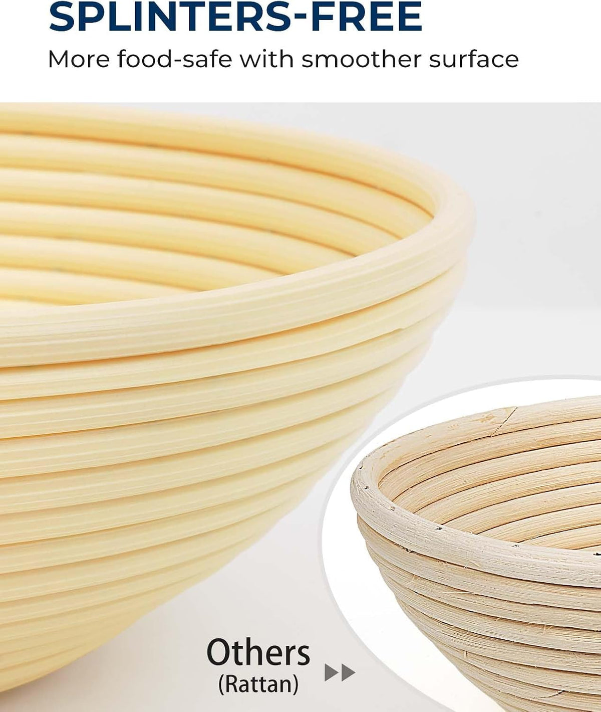 Banneton Proofing Basket Set, Sourdough Bread Baking Supplies (Plastic)