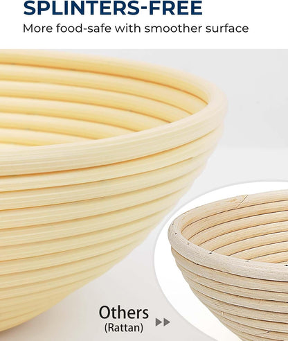 Banneton Proofing Basket Set, Sourdough Bread Baking Supplies (Plastic)