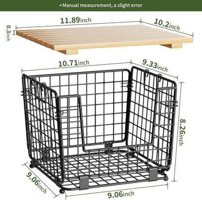 Wire Storage Basket for Kitchen Pantry: GGIU Stackable Kitchen Counter Organizers - Wire Organizing Bin for Produce Fruit Vegetable Potato and Onion Black