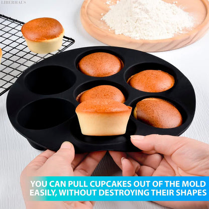 Air Fryer Muffin Pan (7 Cups) – 6.9" Round Egg Bites Silicone Mold Compatible with 3.5–5.8l Fryers, Heat Resistant & Dishwasher Safe – Nonstick Silicone Muffin Pan for Muffins, Egg Bites & Easy Snacks
