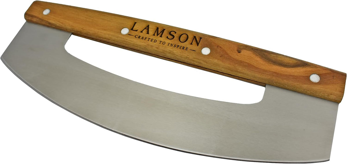 Lamson 14 In Pizza Cutter Rocker Blade with Walnut Handle