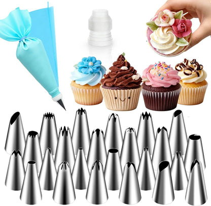 Hendiy Piping Tips, 26 Pieces Stainless Steel Frosting Piping Kit