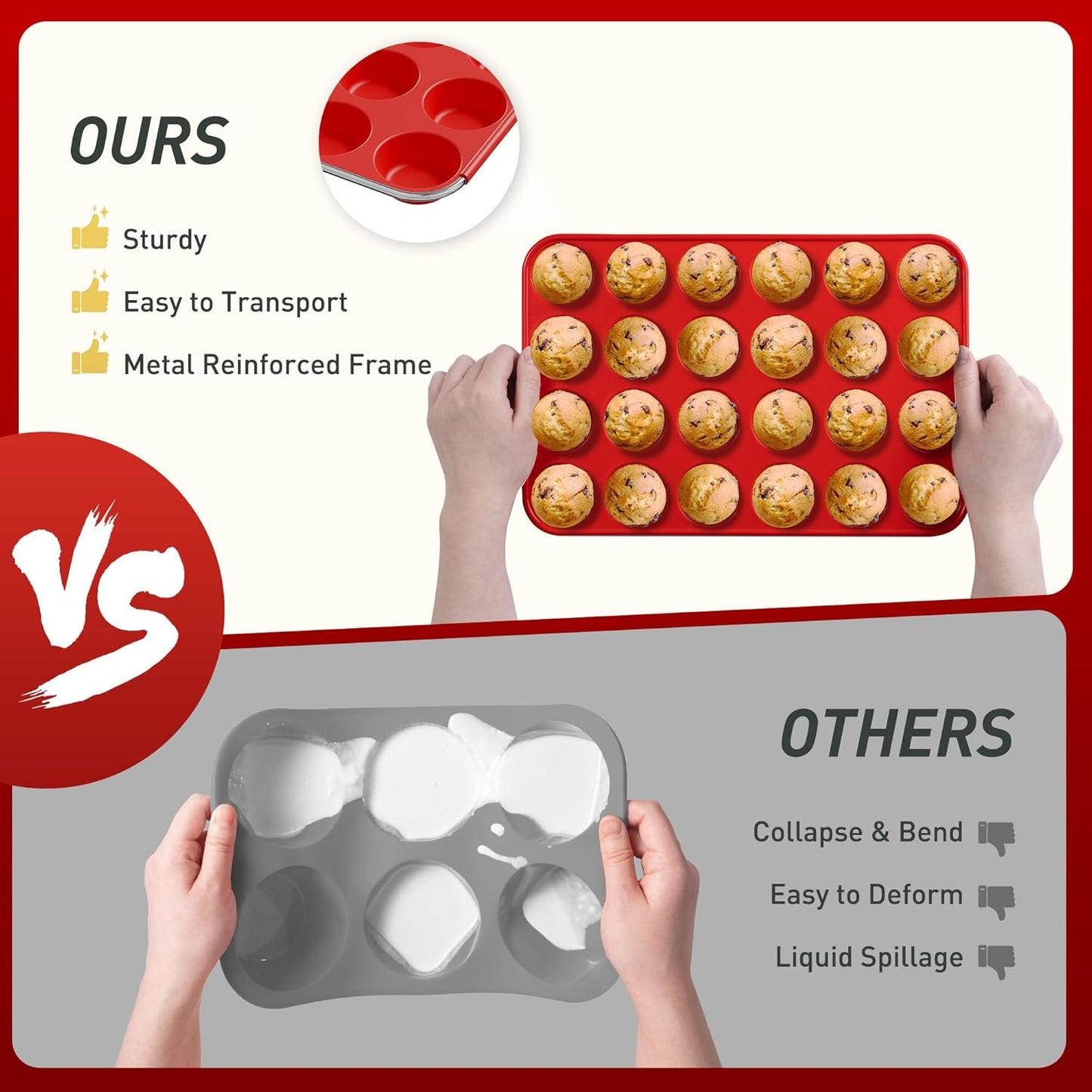 2 Pack 12 Cups Silicone Muffin Pan with Metal Reinforced Frame Regular Size Silicone Molds Cupcake Cake Baking Pans Cookie Baking Chocoflan Cupcake Mold Nonstick Muffin Tin Home Baking Supplies