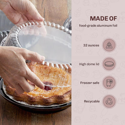 9 Inch Plastic Pie Containers With High Dome Lid - Durable Pie Containers With Lids - Stackable Pie Carrier Disposable, To Go Pie Containers & Flan Containers - Ideal for Restaurants & Bakeries - WJ43