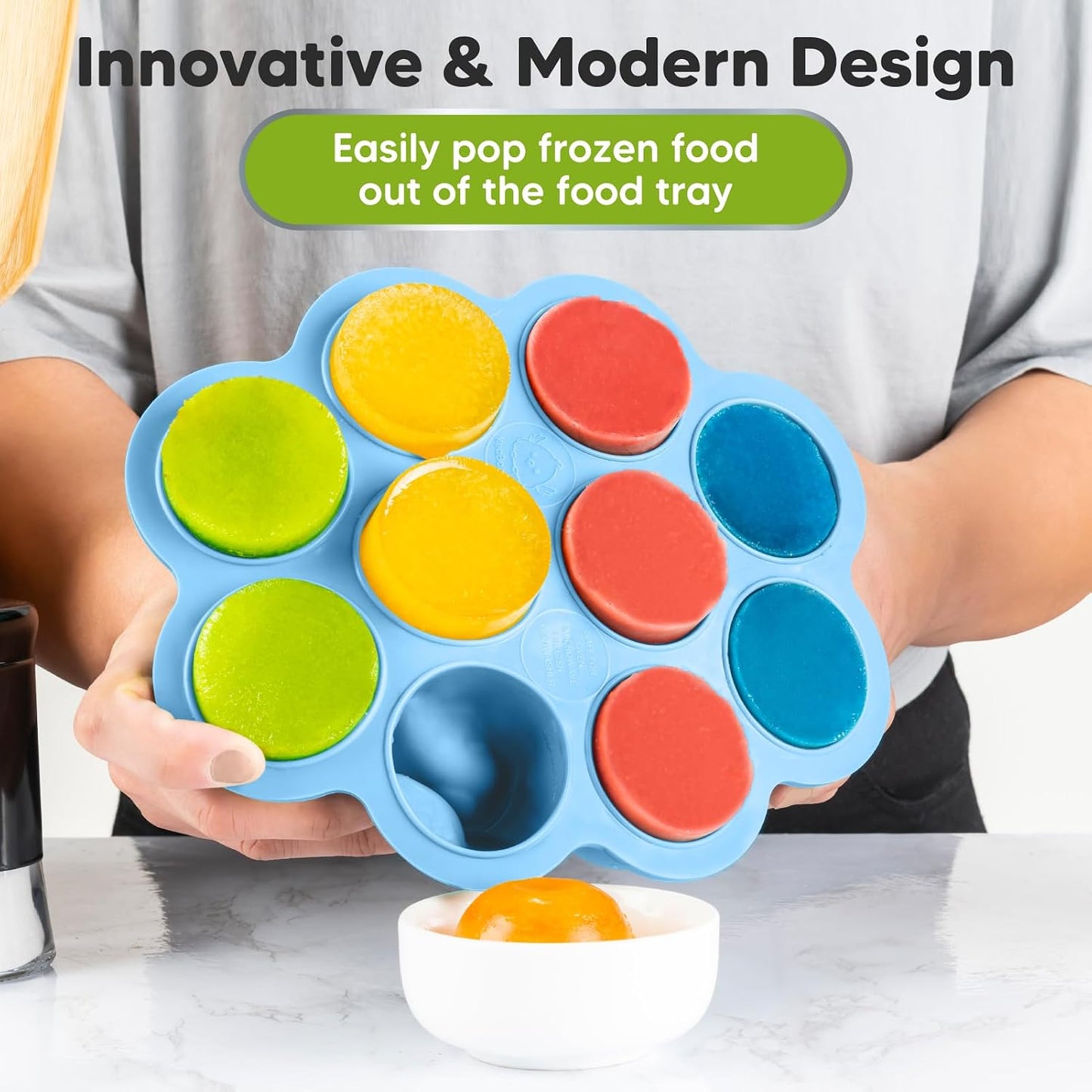 KeaBabies Silicone Food Freezer Trays with Lid, 2oz x 10 Pods Baby Food Storage Containers, Easy Puree Meal Prep, Breast Milk Silicone Freezer Molds, Dishwasher, Microwave Safe, BPA-Free (Slate)
