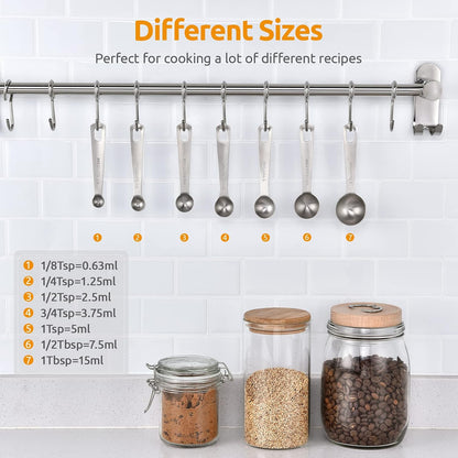 Measuring Spoons: U-Taste 18/8 Stainless Steel Measuring Spoons Set of 9 Piece: 1/16 TSP, 1/8 TSP, 1/4 TSP, 1/3 TSP, 1/2 TSP, 3/4 TSP, 1 TSP, 1/2 tbsp & 1 tbsp Dry and Liquid Ingredients