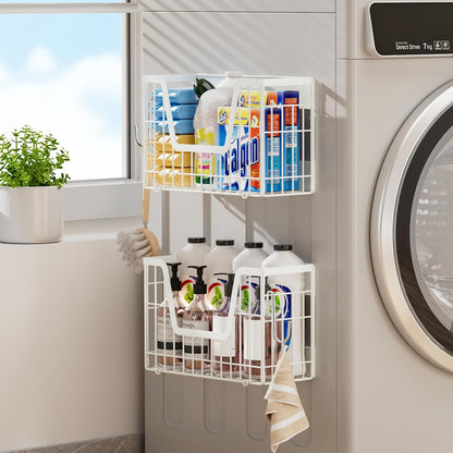 2 Set Magnetic Shelf for Fridge, Potato & Onion Storage Bins, Magnetic Fruit Basket for Refrigerator Pantry Kitchen Counter Laundry Organizer, Fridge Magnetic Spice Rack Magnet Fridge Storage