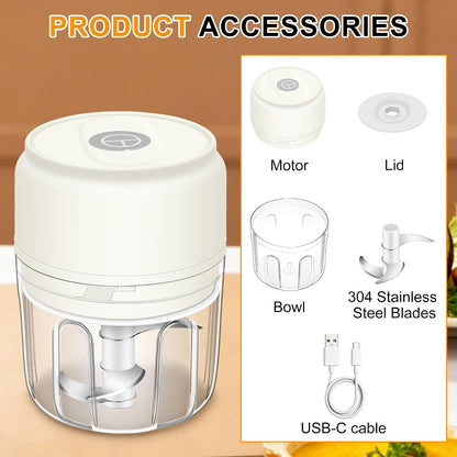 Garlic Chopper, 250ML Garlic Mincer, Electric Mini Food Processor