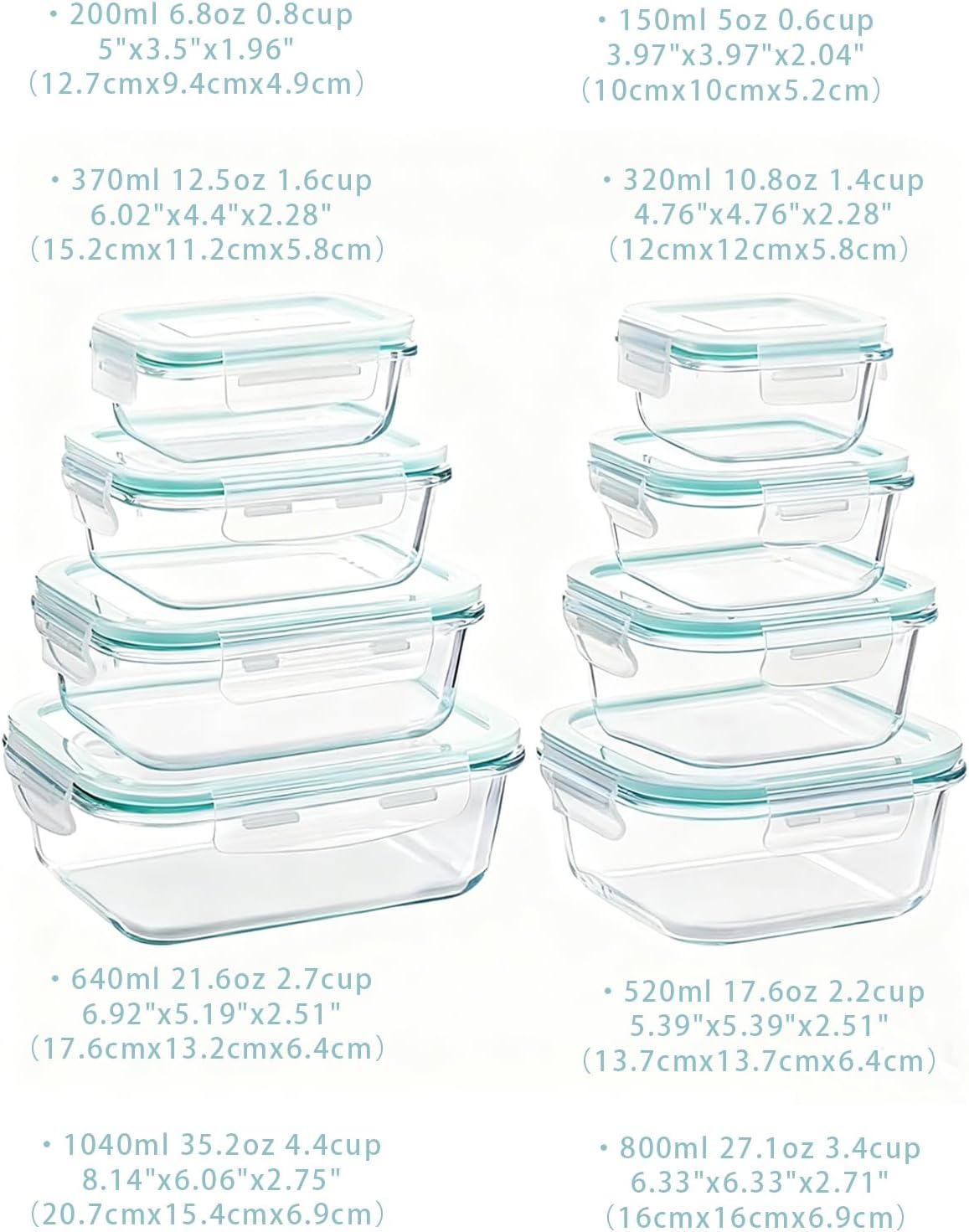 UFI Glass Food Storage Containers with Lids Airtight - 8 Pack - BPA-Free, Leak-Proof, Microwave & Freezer Safe Meal Prep Containers, Stackable Borosilicate Glass Containers for Kitchen Organization