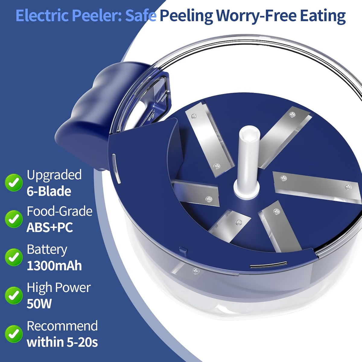 Automatic Fruit Peeling Machine, 6 Leaf Blade Grape Cherry Tomato Peeler