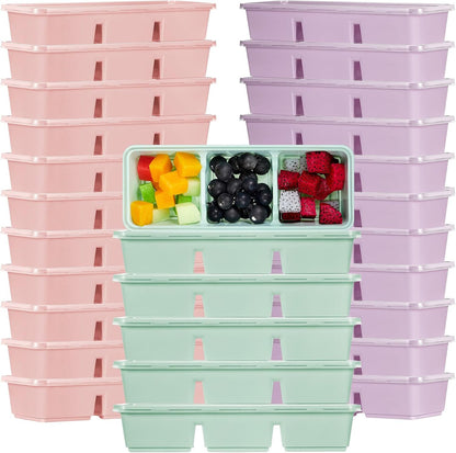Hushee 10 Pack 17 oz Small Meal Prep Containers with 3 Compartments Snack Containers with Lid Disposable Plastic Bento Box Travel Lunch Food Boxes Stackable for Office Picnic (Black)