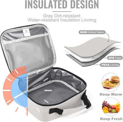Genteen Lunch Box Kids, Insulated Lunch Bag Kids Boys Girls Back to School, Soft Lunch Box for Men Reusable Lunchbox for Office,Outdoor,School (Black)